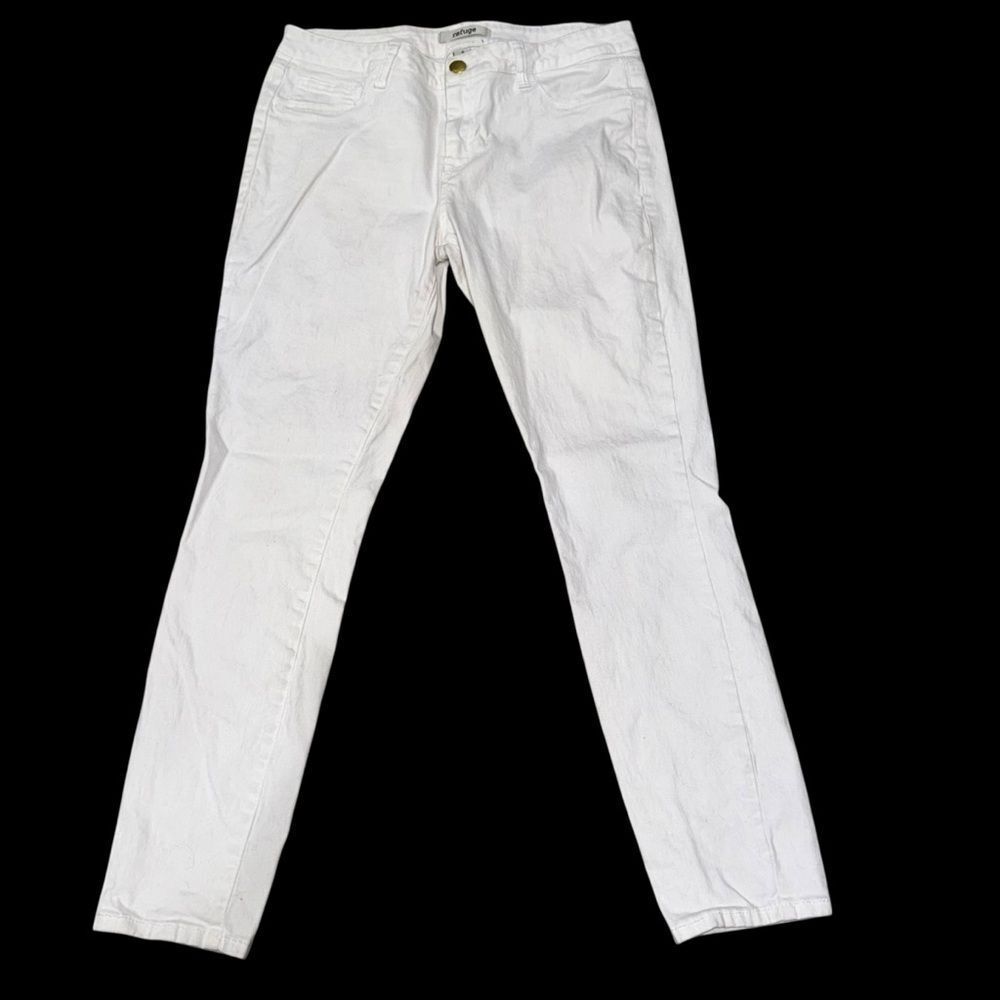 Refuge Solid White Skinny Jeans Classic Stretch Denim Pants Casual size 12 - Picture 3 of 10
